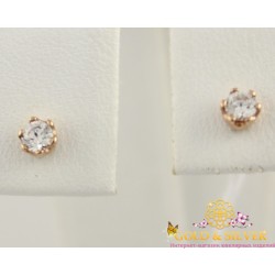 Золотые серьги гвоздики (пуссеты) 3 мм. из красного золота. 520004